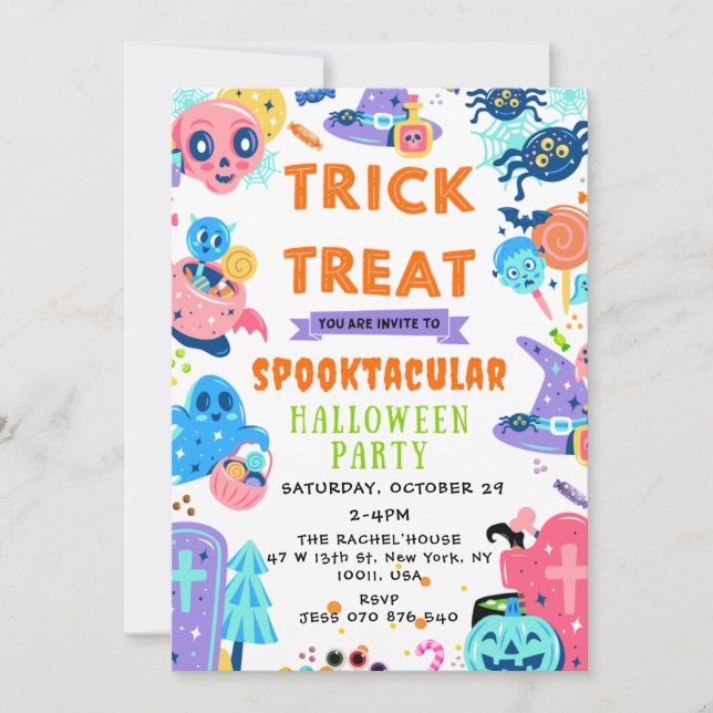 Spooktacular Halloween Trick or Treat Pumpkin Invi Invitation (Front)