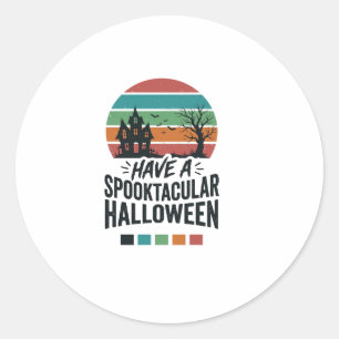 Spooktacular Halloween Vintage Engraving Shirt Des Classic Round Sticker