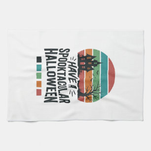 Spooktacular Halloween Vintage Engraving Shirt Des Kitchen Towel