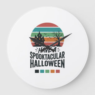 Spooktacular Halloween Vintage Engraving Shirt Des Large Clock