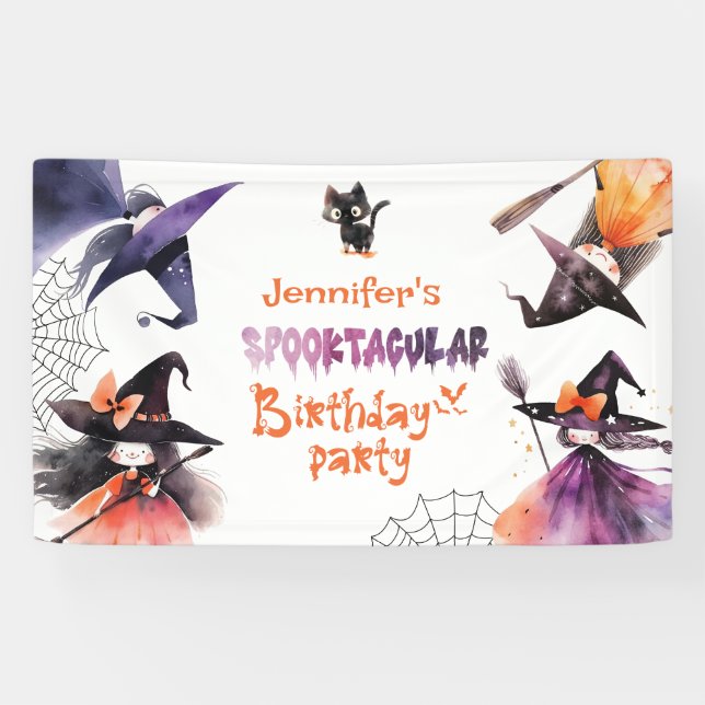 Spooktacular Halloween witches Birthday party Banner (Horizontal)