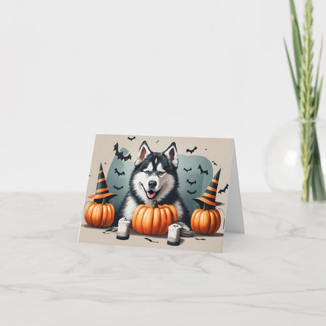 Spooktacular Husky Happy Halloween Card (Front)
