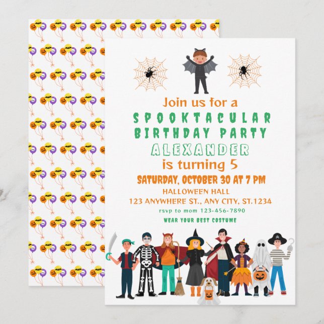 Spooktacular Kids Birthday Halloween Party Invitation (Front/Back)