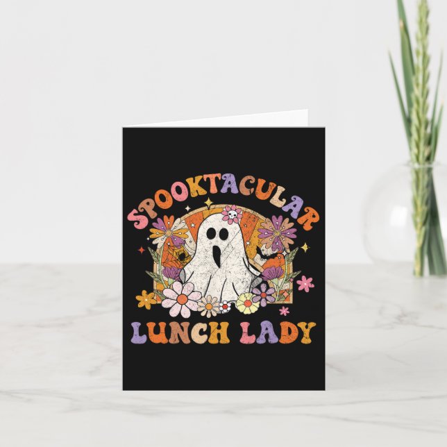 Spooktacular Lunch Lady Happy Halloween Spooky Mat Card (Front)
