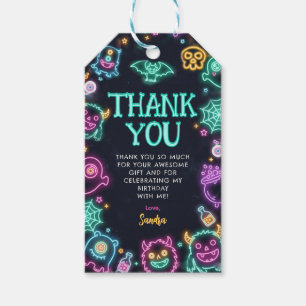 Spooktacular Neon Halloween Birthday Gift Tags