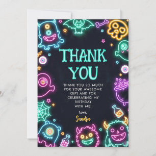 Spooktacular Neon Halloween Birthday Thank You Card