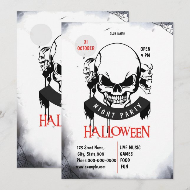 Spooktacular Night Scary Halloween Party Invitation (Front/Back)