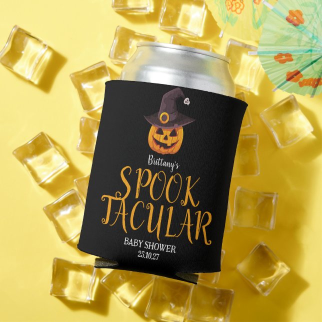 Spooktacular Orange Pumpkin Baby Shower  Can Cooler (In Situ Summer)