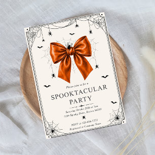 Spooktacular Party Halloween Orange Bow Invitation