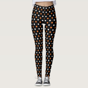 Spooktacular Polka Party: Navy & Orange Halloween  Leggings