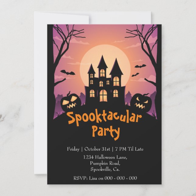 Spooktacular Pumpkin House Halloween Party Invitation (Front)