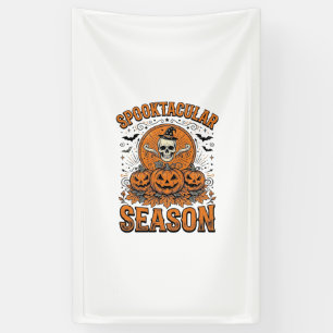 Spooktacular Season Vintage Halloween Skull Pumpki Banner