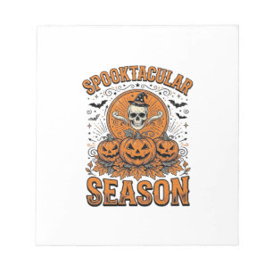 Spooktacular Season Vintage Halloween Skull Pumpki Notepad