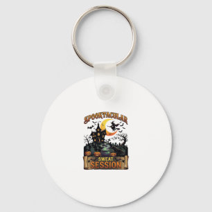 Spooktacular Sweat Session Haunted House Witch Cau Keychain