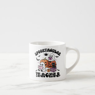 Spooktacular Teacher Halloween–Cute Bookish Ghosts Espresso Cup