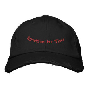 Spooktacular Vibes Black Distressed Adjustable-Hat Embroidered Hat