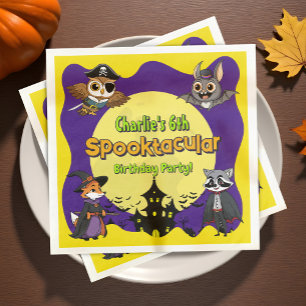 Spooktacular Woodland Animals in Costume Birthday Napkin