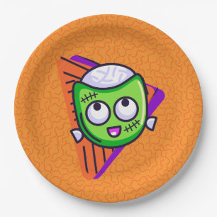 Spooktacular Zombie Halloween Plates - Orange