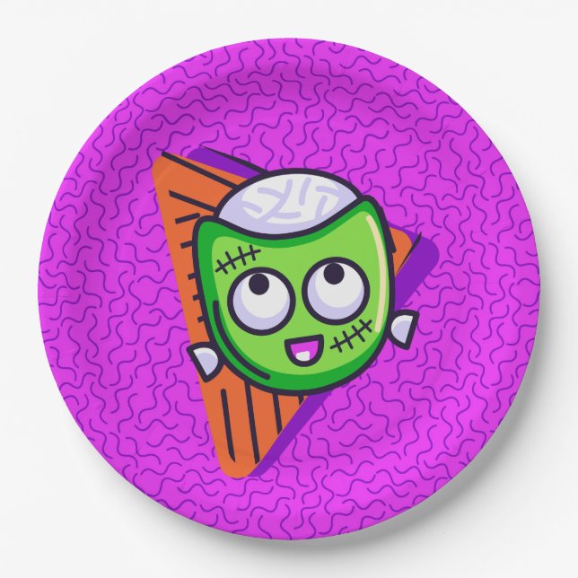 Spooktacular Zombie Halloween Plates - Purple (Front)