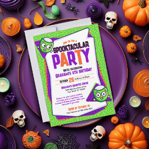 Spooktacular Zombies Green Invitation d'anniversai