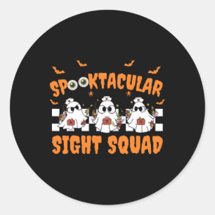 Spooktocular Sight Squad Ghost Halloween Optometry Classic Round Sticker