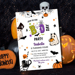 Spooky 4th Halloween Birthday Ghost Whimsical Invitation
