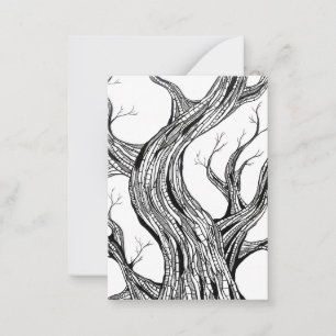 Spooky Abstract Tree Pen Drawing Art Card