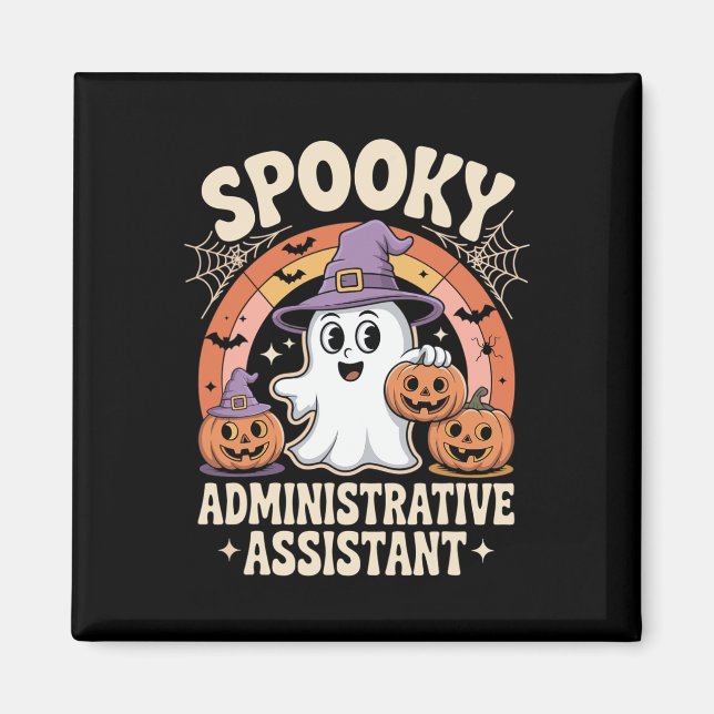 Spooky Administrative Istant Ghost Pumpkin Hallowe Magnet (Front)