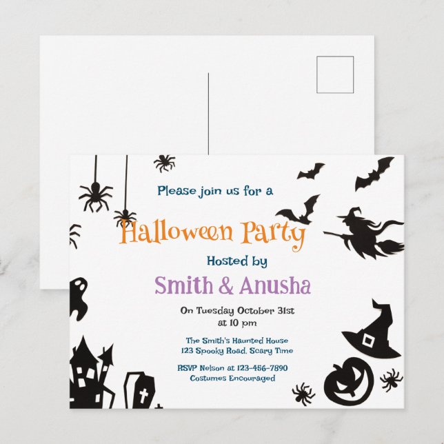Spooky Adult Halloween Party Invitation Postcard (Front/Back)