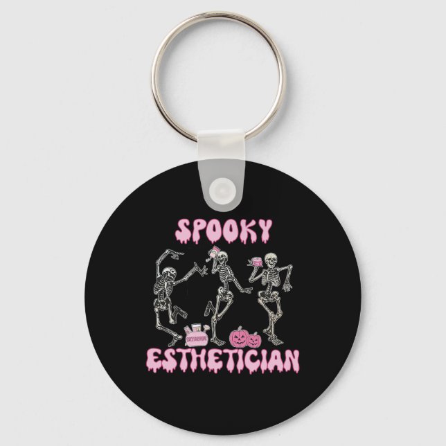 Spooky Aesthetician Halloween Skeleton Skin Therap Keychain (Front)