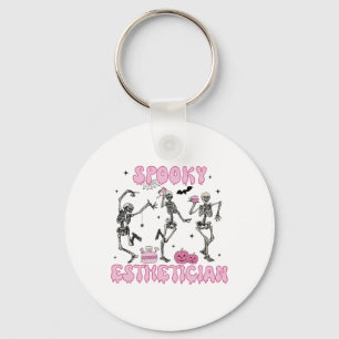 Spooky Aesthetician Halloween Skeleton Skin Therap Keychain