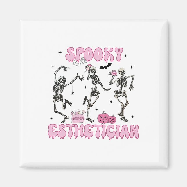 Spooky Aesthetician Halloween Skeleton Skin Therap Magnet (Front)