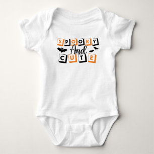 Spooky and cute baby blocks typography halloween bodysuit