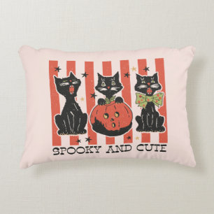 Spooky and Cute - Black Cat and Pumpkin Accent Pillow