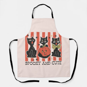 Spooky and Cute - Black Cat and Pumpkin Apron