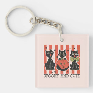 Spooky and Cute - Black Cat and Pumpkin Keychain