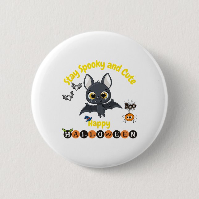 Spooky And Cute Halloween Bat  2 Inch Round Button (Front)