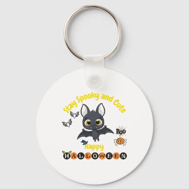 Spooky And Cute Halloween Bat  Keychain (Front)