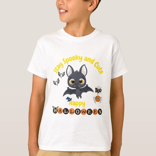Spooky And Cute Halloween Bat  T-Shirt (Front)