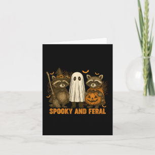 Spooky And Feral Cute Ghost Racoon Halloween Costu Card