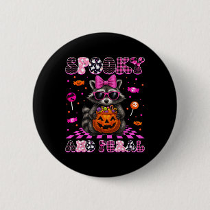 Spooky And Feral Cute Raccoon Halloween Costumes W 2 Inch Round Button