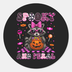 Spooky And Feral Cute Raccoon Halloween Costumes W Classic Round Sticker