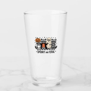 Spooky and Feral Funny Halloween Raccoon Glass
