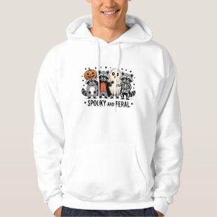 Spooky and Feral Funny Halloween Raccoon Hoodie