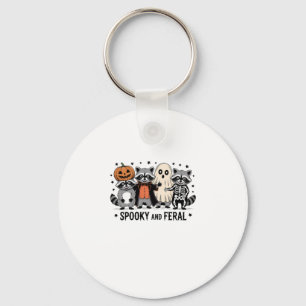 Spooky and Feral Funny Halloween Raccoon Keychain