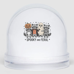 Spooky and Feral Funny Halloween Raccoon Snowglobe