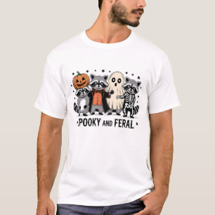 Spooky and Feral Funny Halloween Raccoon T-Shirt
