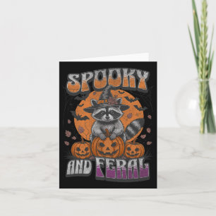 Spooky And Feral Groovy For Raccoon Lovers Raccoon Card