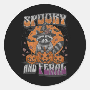 Spooky And Feral Groovy For Raccoon Lovers Raccoon Classic Round Sticker