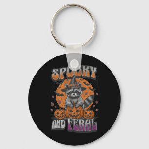 Spooky And Feral Groovy For Raccoon Lovers Raccoon Keychain
